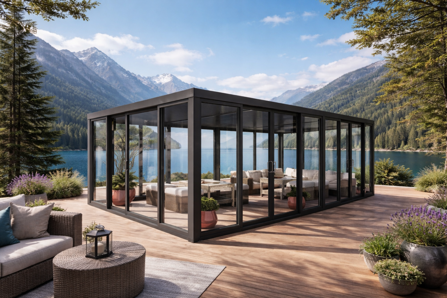 All-glass outdoor room